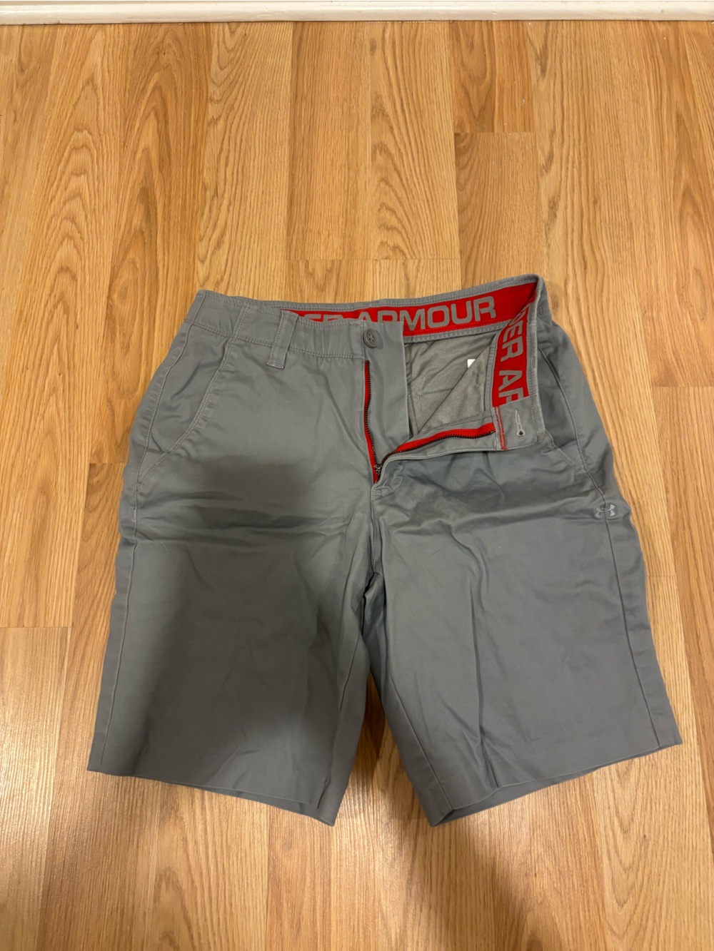 Under Armour Gray Cargo Shorts with Red Trim